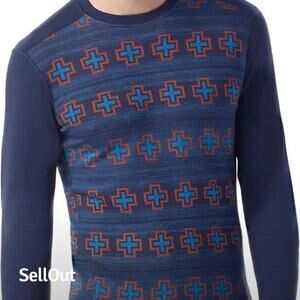 Smartwool Men's Blue Merino Wool Crew Neck Base Layer Top Size L